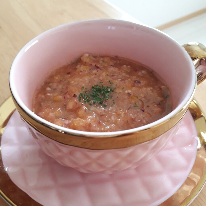 野菜たっぷり!簡単・火を使わない 食べる冷製スープ